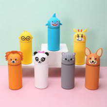新款卡通儿童硅胶笔软筒萌趣小动物造型创意笔筒文具水笔铅笔收纳