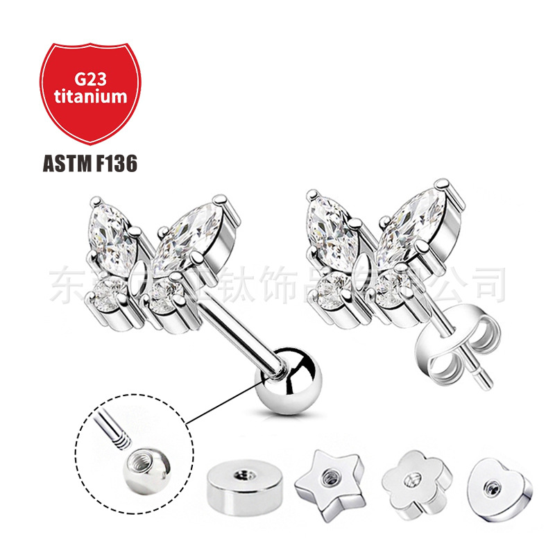 Pointed titanium steel lip stud product view