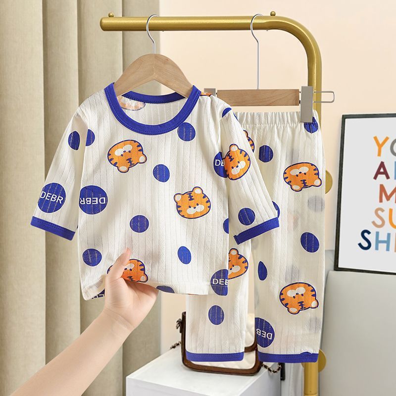 子供用ホームウェアセット、ベースレイヤー、パジャマセット、男の子と女の子のパンツとトップス、2025新しいスタイル|undefined
