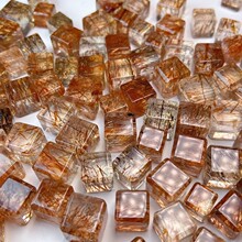 天然水晶方糖散珠diy饰品配件粉晶黑金超七半成品单颗珠子批发