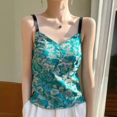 新中式國風無袖顯瘦吊帶背心女夏季提花內搭外穿打底百搭短款上衣