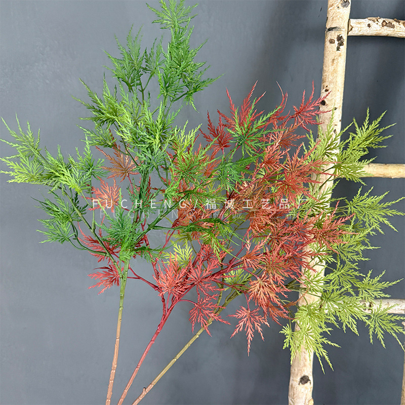 New Trendy Internet Celebrity Feather Maple Artificial Maple Leaf Artificial Tree Wedding Home Flower Arrangement Artificial Bonsai Green Plant Cross-Border Supply