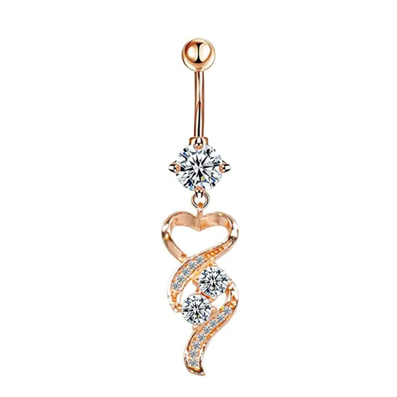 Navel Ring, 316L Medical Stainless Steel, 1.6×10×5 mm, European Style with Gemstone Pendant