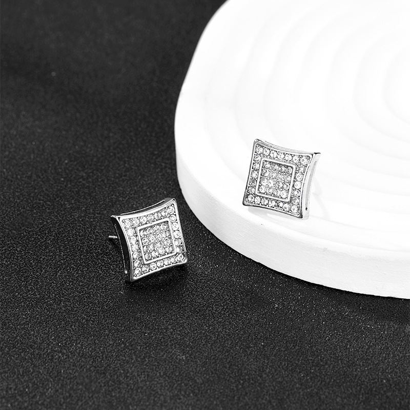 Earrings, three-dimensional niche style, versatile alloy full diamond earrings for women_voghion.com