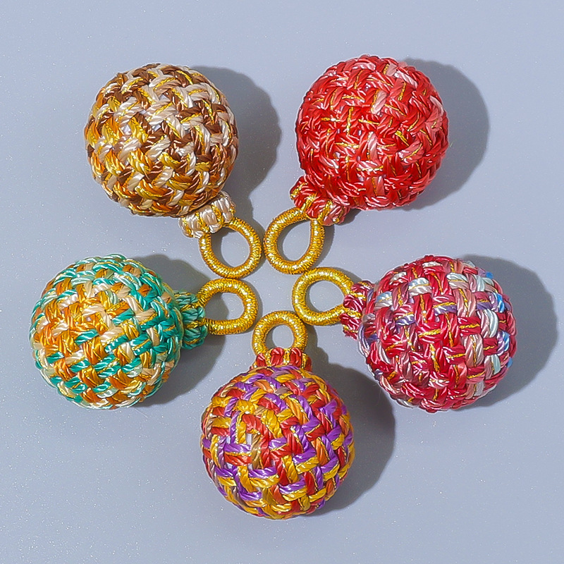 Hand-Woven Embroidered Ball Pendant DIY Phone Chain Bag Charm Accessory, Wish-Fulfilling Song Brocade Keychain Hand-Woven Embroidered Ball Pendant DIY Phone Chain Bag Charm Accessory, Wish-Fulfilling Song Brocade Keychain