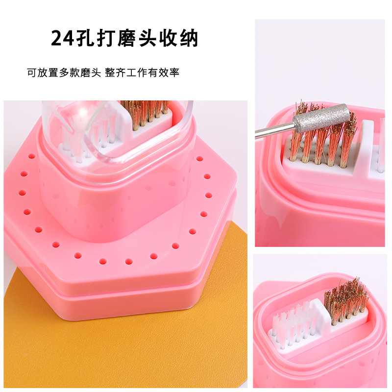 Transfronterizos 24 agujeros caja de almacenamiento de cabeza de pulido de uñas estante de exhibición de herramientas de manicura broca de almacenamiento de caja de acabado