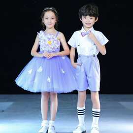 六一儿童节演出表演服装女童蓬蓬公住裙男童背带裤合唱幼儿园小学