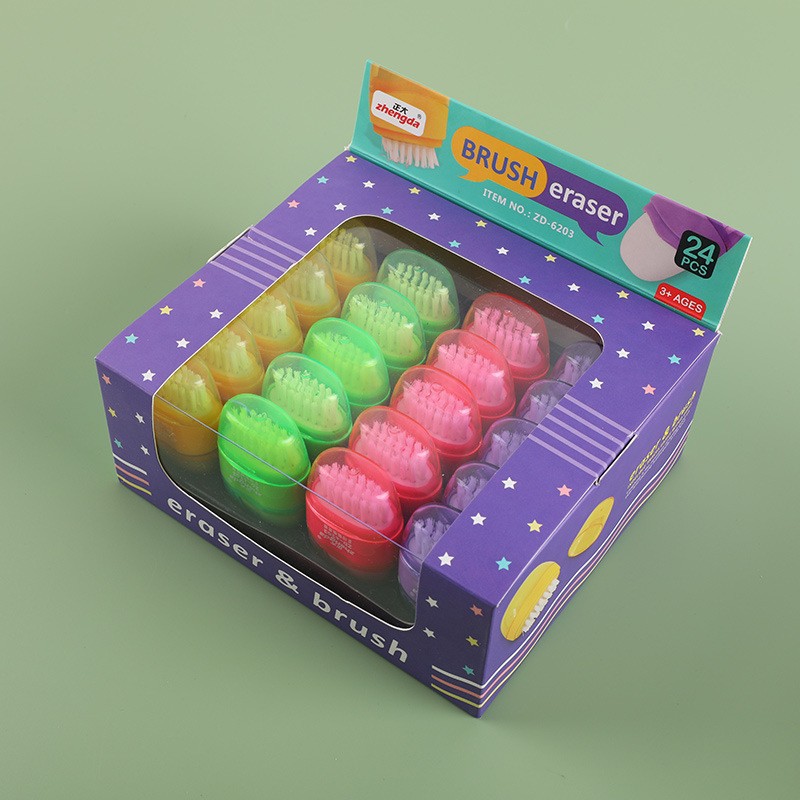 Ahorro de trabajo limpio y colorido borrador para niños Sacapuntas de lápiz creativo borrador cepillo dos en uno suministros de papelería para estudiantes