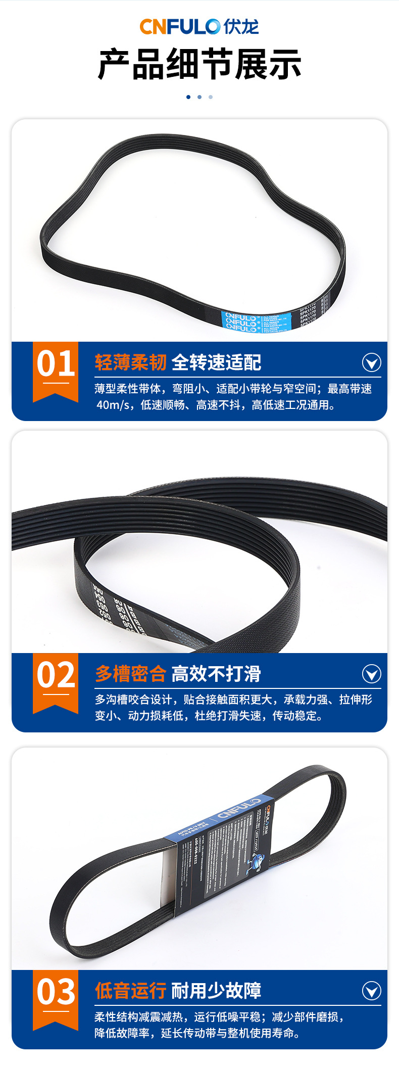 Manufacturer of multi-V-belt transmission belts, specialized transmission synchronous belts for agricultural machinery, smooth operation, Fulong multi-V-belt