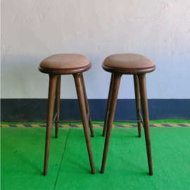 北欧吧台凳 现代高脚凳简约酒吧椅 实木家用倒台凳餐厅吧台高椅子