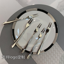 ins风高档304不锈钢水果叉家用酒店轻奢蛋糕甜品饼叉果签套装餐具