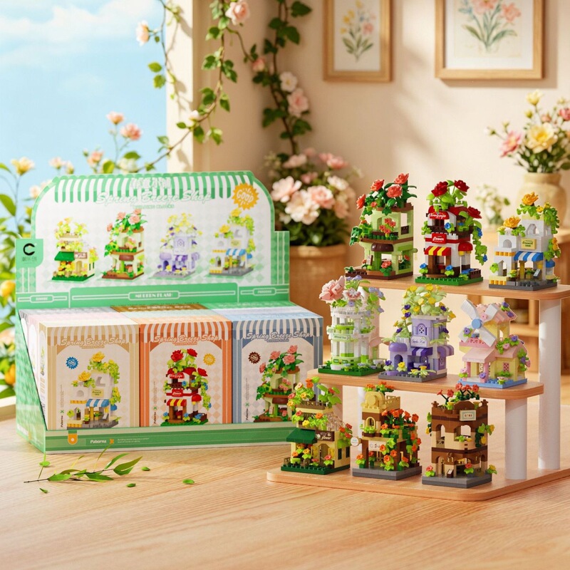 Street View Building Blocks Flower Shop Building Small Shop House Decoration Windmill Rose Garden Children's Assembly Toys Gift Six Street View Building Blocks Flower Shop Building Small Shop House Decoration Windmill Rose Garden Children's Assembly Toys Gift Six