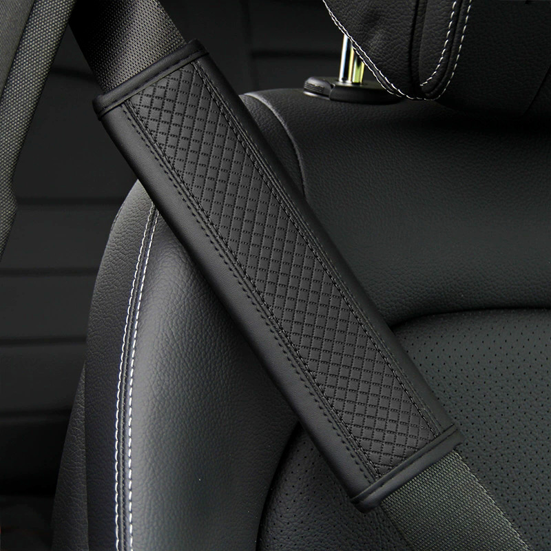 Qìchē – Seat belt shoulder pad Car Seatbelt - ddjy-rhombus-shoulder-pad-single-black-black-line-24cm