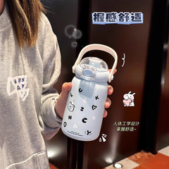 新款卡通保温杯女高颜值可爱水杯学生大容量便携吸管水壶手提杯子
