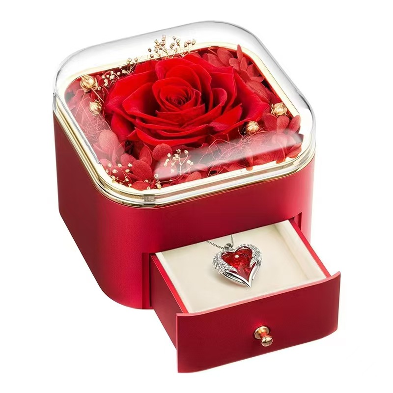 Fuente de fábrica de joyas transfronterizas caja de flores de inmortalidad caja de regalo de cumpleaños del día de la madre pareja confesión caja de regalo soporte personalizado