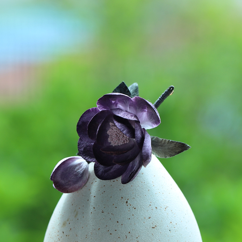 [Flor púrpura Jiao] nuevo estilo nacional de seda immaterial broche de flores de terciopelo chino clásico cheongsam accesorios de flores púrpura Jiao cumpleaños