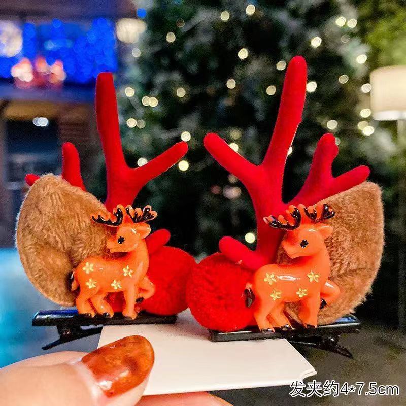 Navidad corbata horquilla de Navidad accesorios para el cabello de los niños lindo clip Internet celebridad dibujos animados ELK horquilla diadema hembra al por mayor
