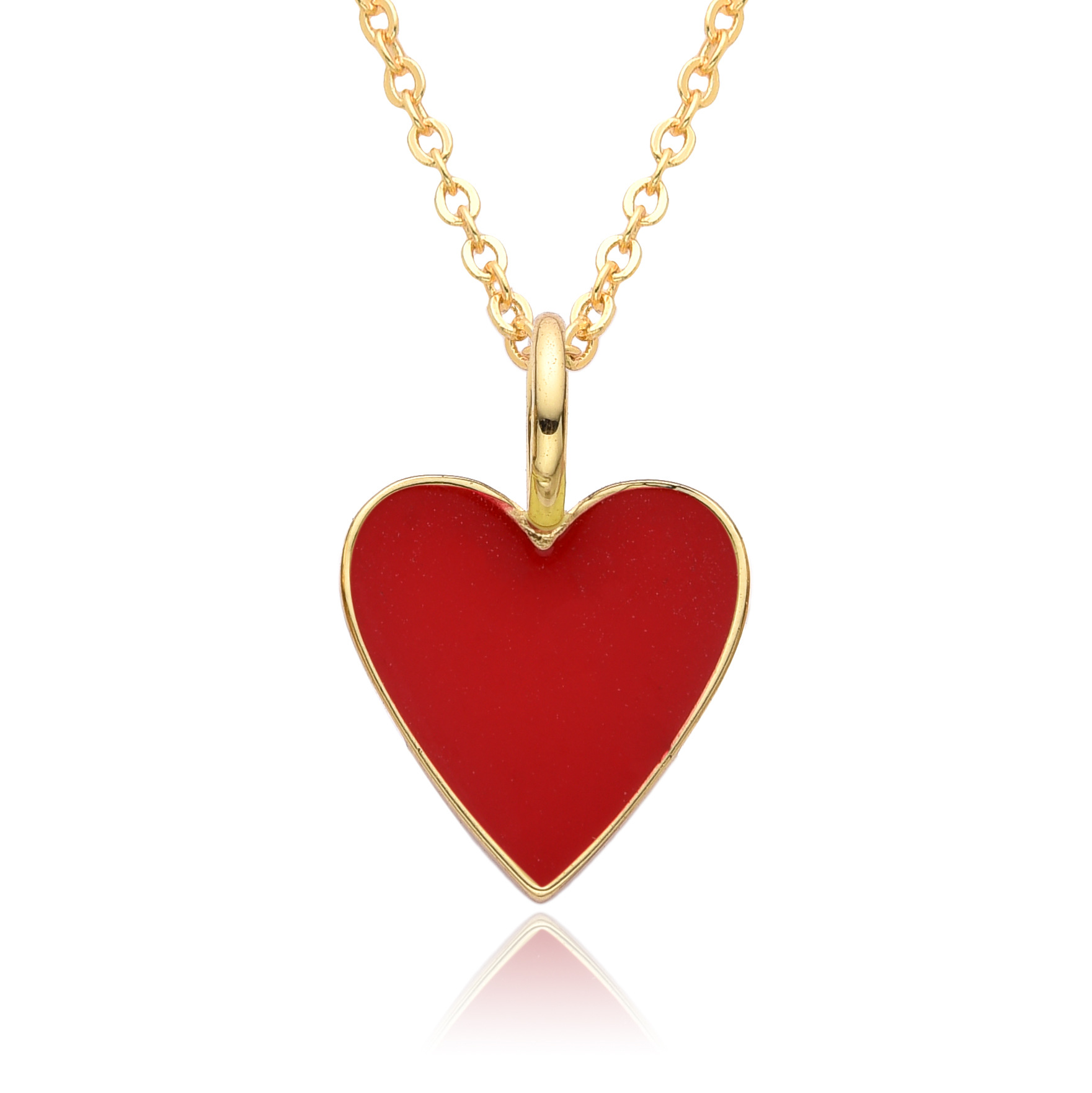 10g Weight Pendant Necklace Classification cable chain Chain Type 1 Piece Quantity Daily, Date Occasion Copper Material Heart Shape Pattern Women's Gender Enamel, Plating Design IG Style, Simple Style Style Copper IG Style Simple Style Heart Shape Enamel Plating Pendant Necklace 15