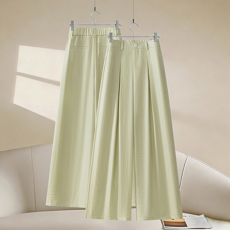 Green Summer High-Waisted Khaki Wide-Leg Pants for Women, Thin Casual Straight-Leg Pants, Loose Fit, Suitable for Commuting, Floor-Length Trousers Green Summer High-Waisted Khaki Wide-Leg Pants for Women, Thin Casual Straight-Leg Pants, Loose Fit, Suitable for Commuting, Floor-Length Trousers