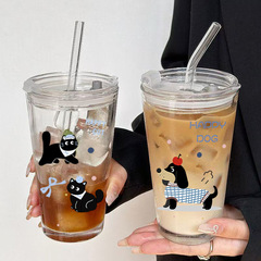 オーロラカップコーヒーカップins高颜値ストローグラス学生水カップ大容量カップルシンプル