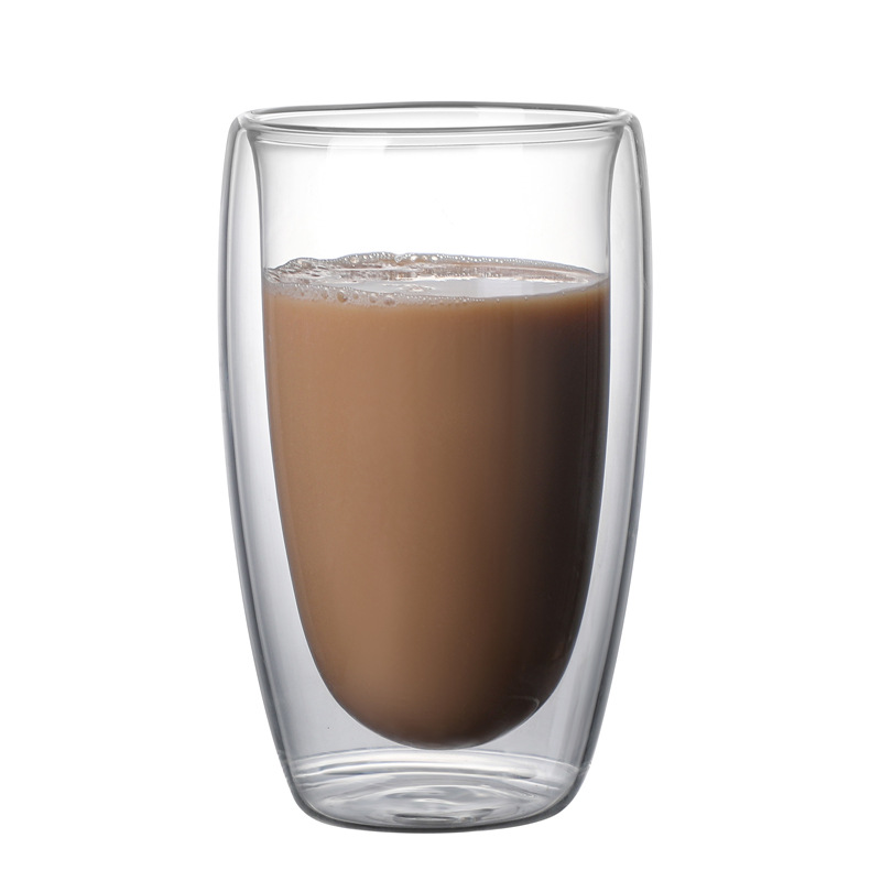 Taza de agua de vidrio con alto contenido de borosilicato Taza de café de desayuno resistente a altas temperaturas de gran capacidad Taza de agua transparente de doble capa para el hogar Amazon