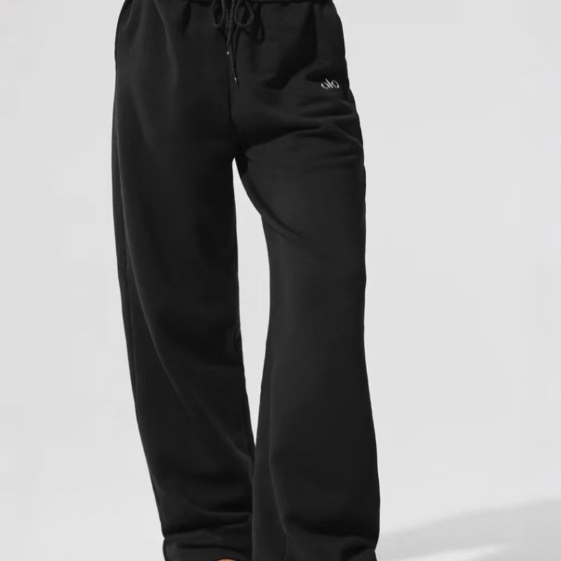 Alo2025 New Autum Collection High-Quality Cotton Loose-Fitting American Retro Trendy Versatile Wide-Leg Sweatpants for Women and Men