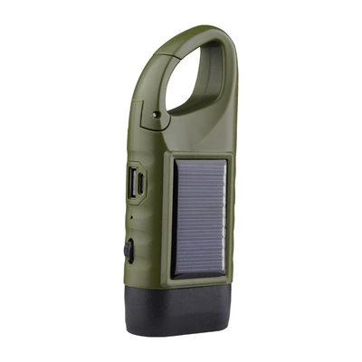 Solar-Powered Hand-Cranked Flashlight, Multi-Functional UV fənərlər - green-large-size-with-charging-port