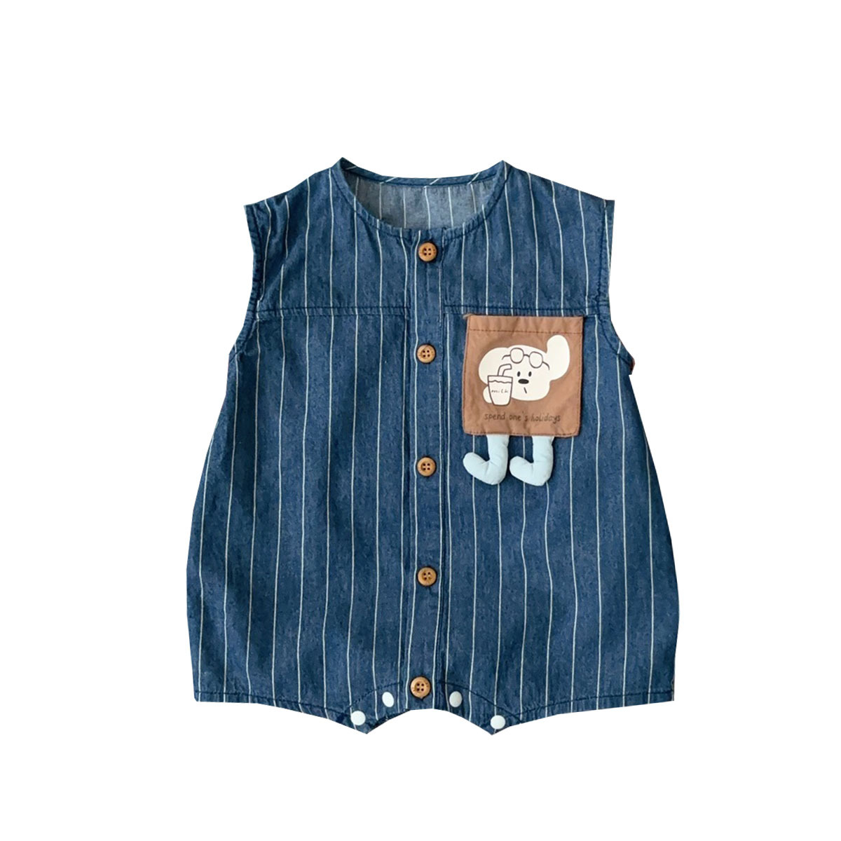 Ropa de niño 2025 verano nuevo estilo coreano ligero recién nacido traje de escalada bolsillo tridimensional bebé salir ropa de culo