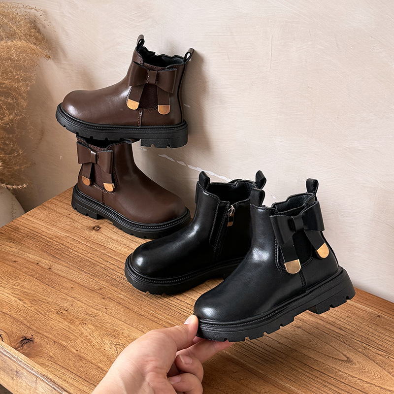 Girls Princess Boots Autumn and Winter New Girls British Style Performance Ball Short Boots Fashion Side Zipper Exquisite Single Boots