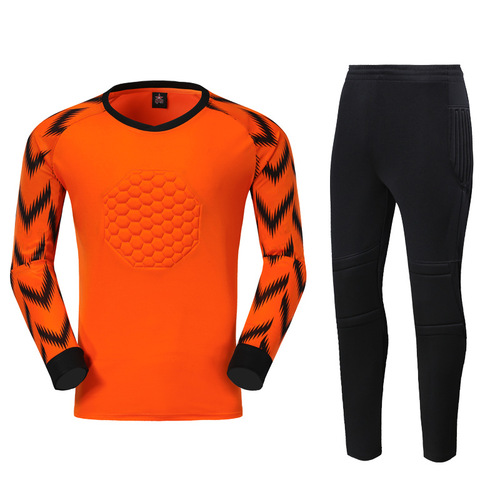 New Football Goalkeeper Suit Long Sleeve Set Children's Goal Net Suit Anti-Collision Breathable with Protective Pads Children's and Adult Versions