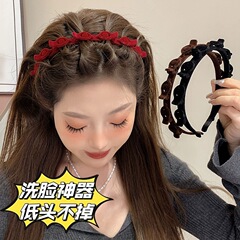 2024年植毛編み髪カチューシャ女性ネットレッドシンプル額高貴髪カチューシャ整理神器気質カチューシャ