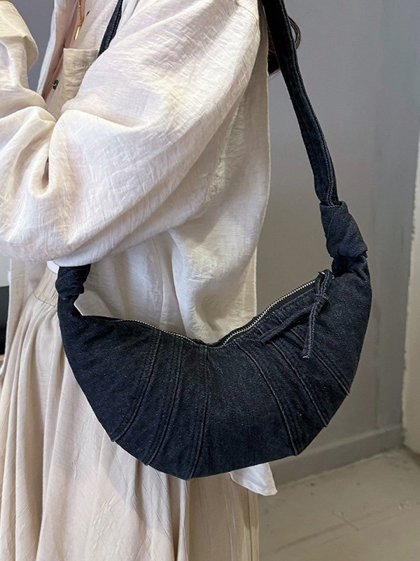 Bolso bandolera mujer 2025 nuevo bolso de bola de masa con costuras de mezclilla transfronterizo Bolso de ocio de trabajo de paso con sentido avanzado