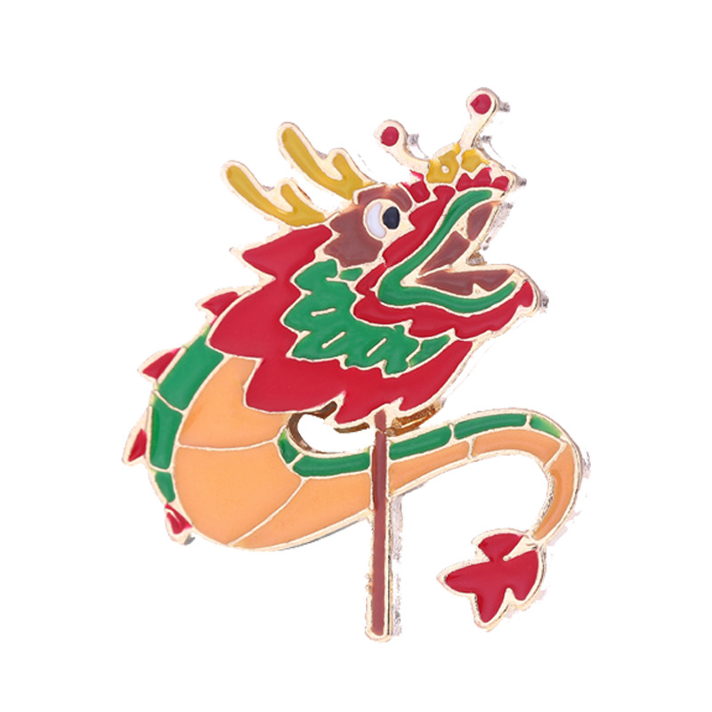 Dragon dance brooch Chinese style original Lion Dance badge festival facial makeup festive gift all-match niche men and women accessories fashion
