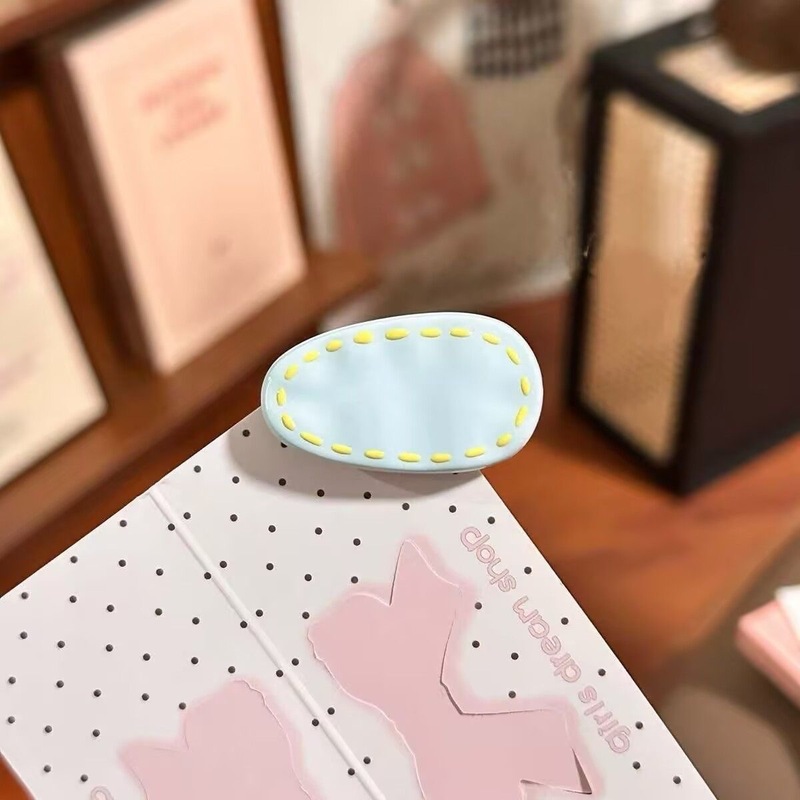奶蓝韩系简约椭圆波点粉色鸭嘴ins春夏蝴蝶结百搭海边夹儿童头饰|undefined