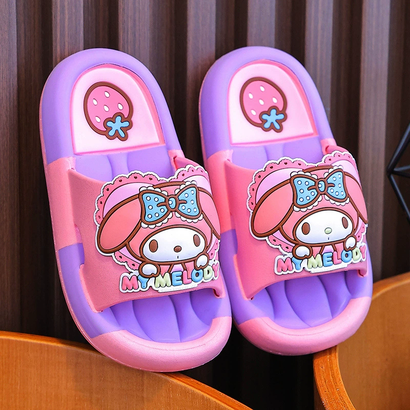 Детские тапочки Sanrio, лето 2024, новинка для девочек, домашняя Ванная комната для девочек, Нескользящие, для родителей и детей