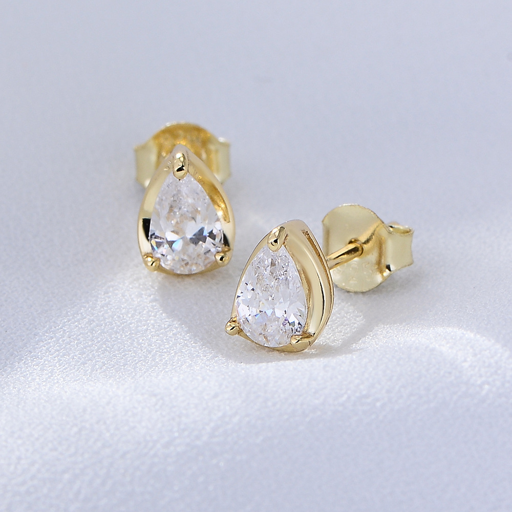 Water Droplets Pattern Women'S Gender 1 Pair 925 Sterling Silver Water Droplets Ear Studs