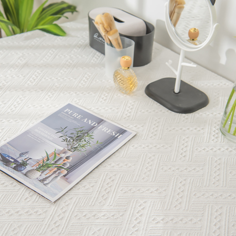 Francés ins estilo algodón mantel de lino al por mayor mantel de escritorio blanco luz de lujo de alto grado de encaje mesa de café mantel