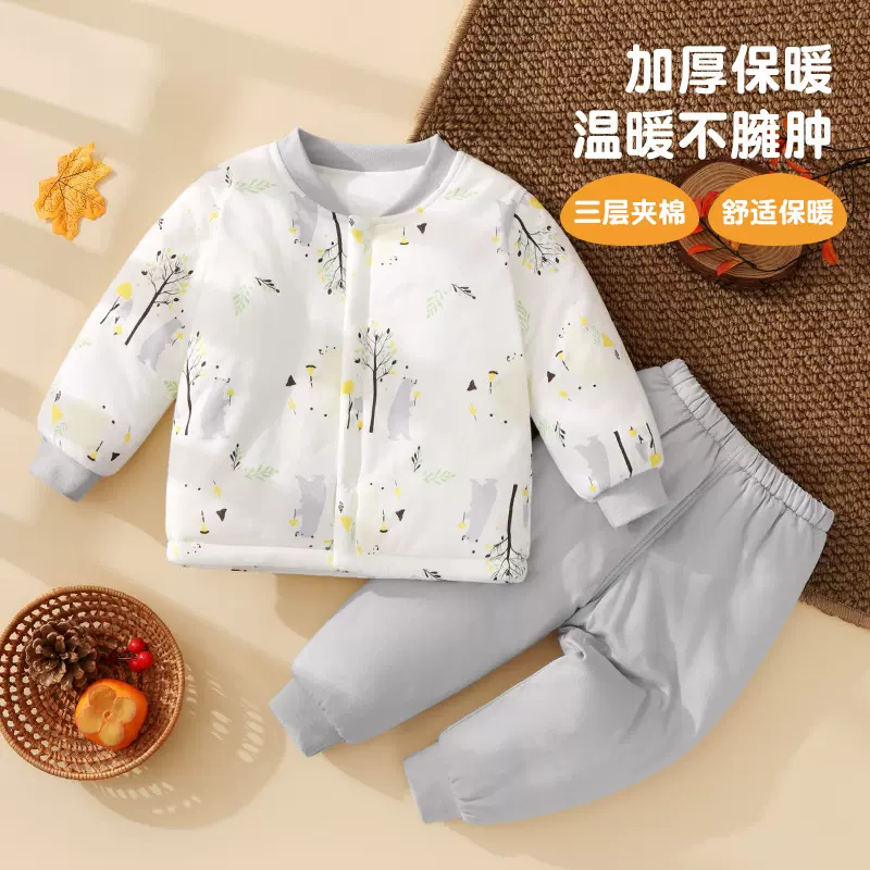 宝宝棉服套装冬装婴儿恒温保暖加厚秋冬分体夹棉衣服儿童棉衣棉裤