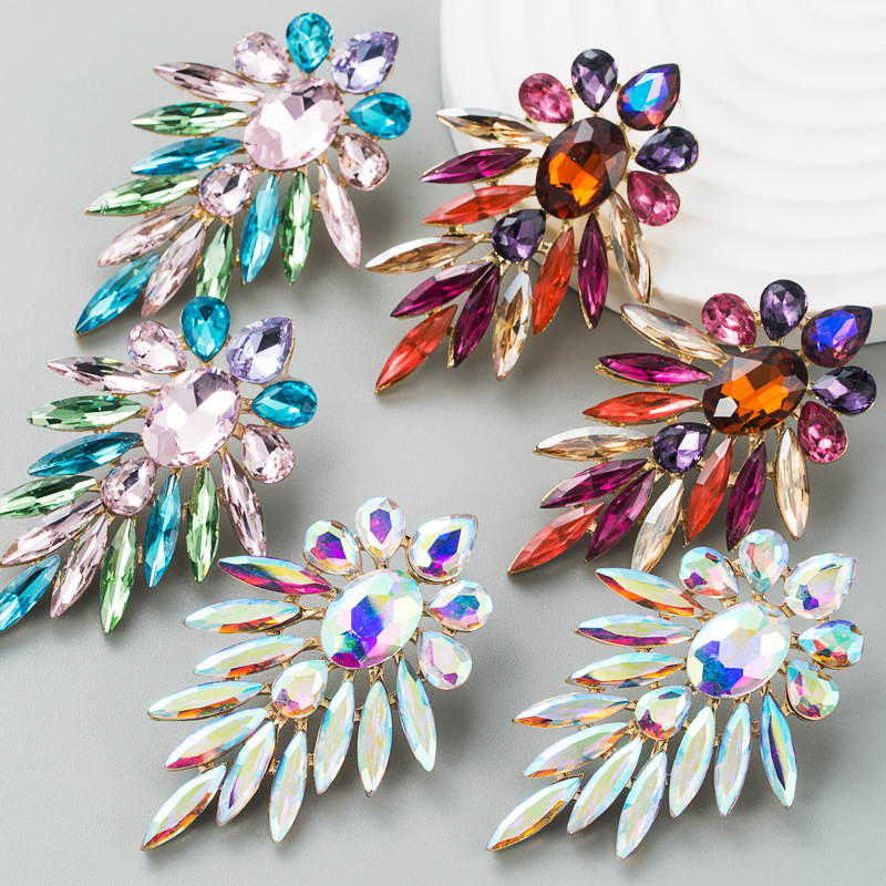 Fashion Shiny Alloy Colored Diamond Earrings Female Wholesale display picture 1