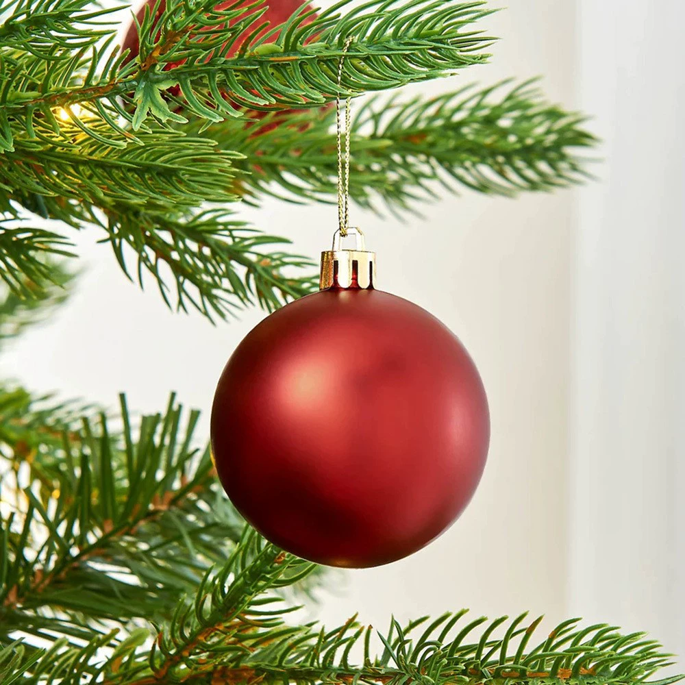 Christmas bauble set, plastic, 4 cm, 6 pcs per pack, silver/red/gold