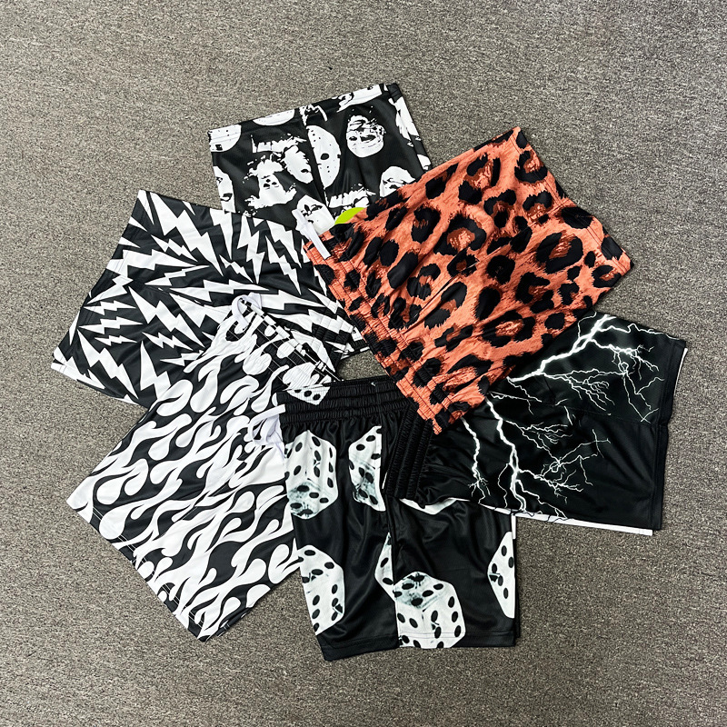 Summer American Leopard Print Sports Shorts High Street Loose Fashion Brand Digital Print Three-point Knee Casual All-match Ball Pants