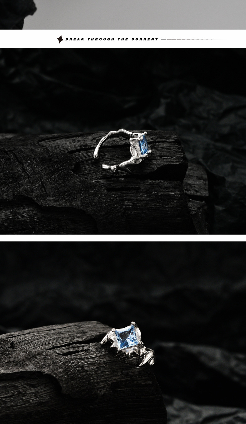 Fashion Rhombus Silver Inlay Zircon Ear clips 1 Piece