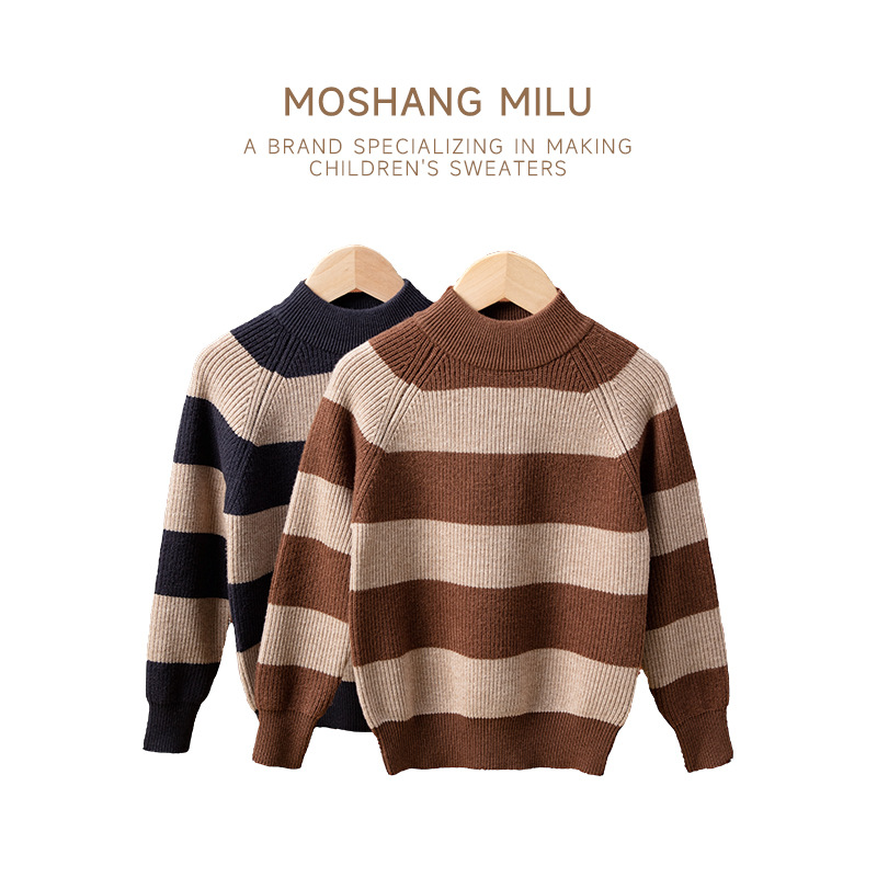 Autumn/Winter Children's Sweater, Korean Style, New Striped Children's Clothing, Boys' and Girls' Knitwear, Pullover Sweater for Toddlers