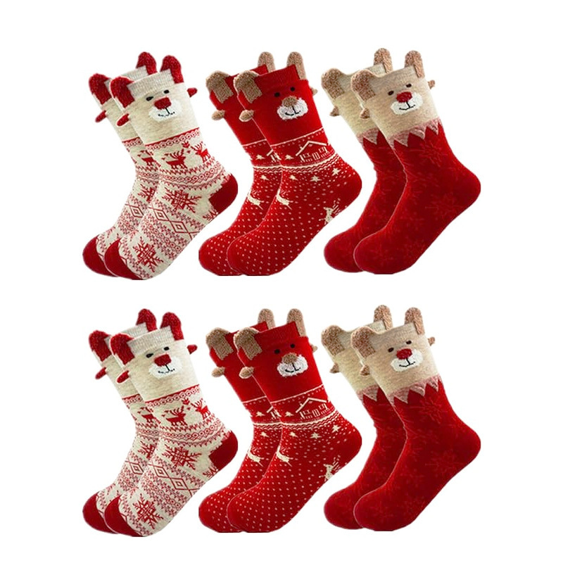 Cross-Border Export Autumn and Winter Christmas Socks Santa Claus Gifts Snowflakes Elk Cute Cartoon Christmas Mid-Calf Socks Cross-Border Export Autumn and Winter Christmas Socks Santa Claus Gifts Snowflakes Elk Cute Cartoon Christmas Mid-Calf Socks