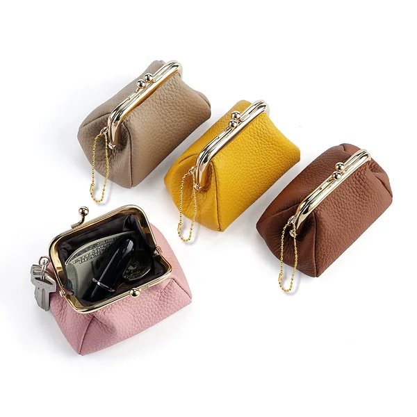 Foreign Trade New Coin Purse Creative Gold Bag Compact Cosmetics Bag Japanese Genuine Leather Wallet First Layer Cowhide Coin Purse