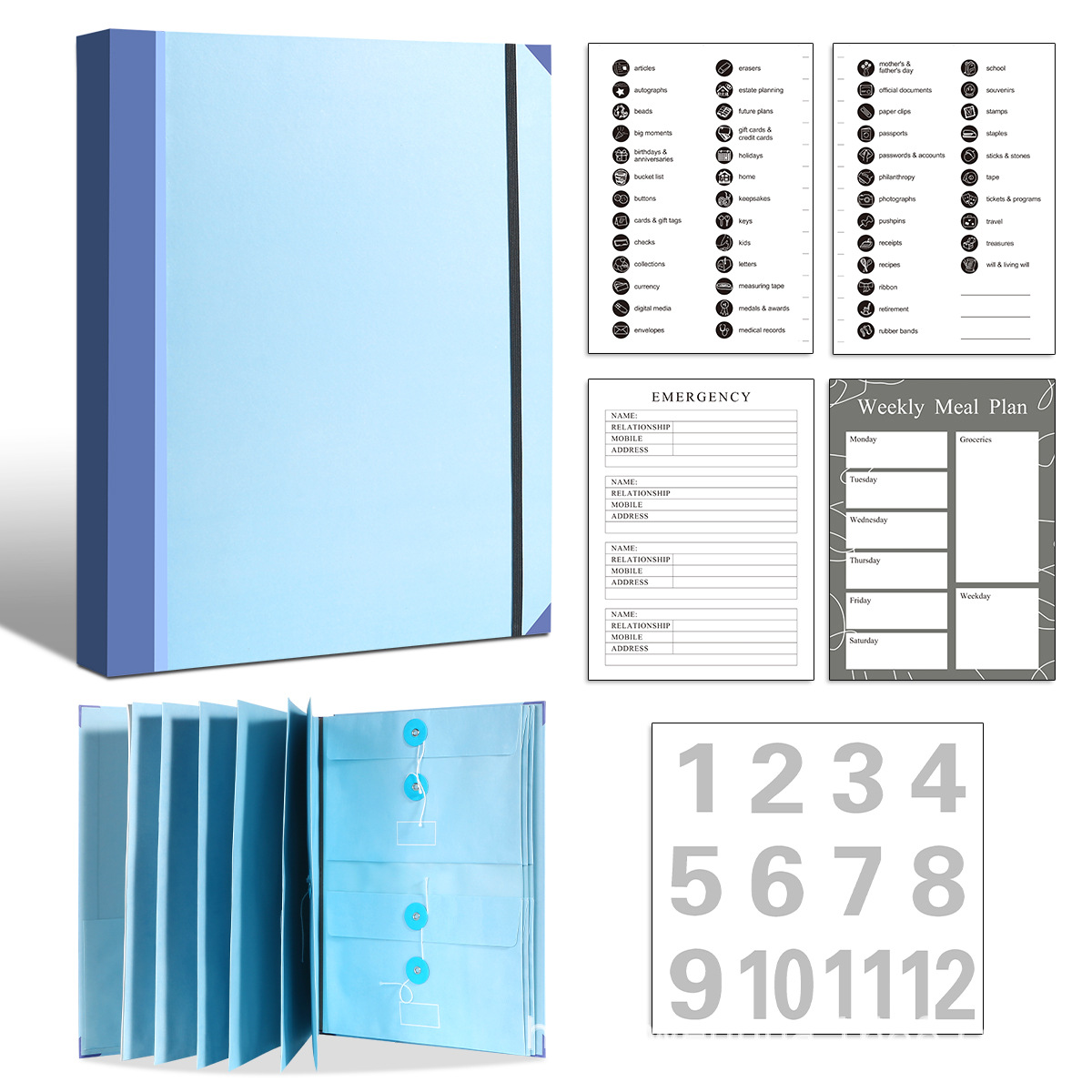 두꺼운 5CM-블루-오르간 가방-표준 구성