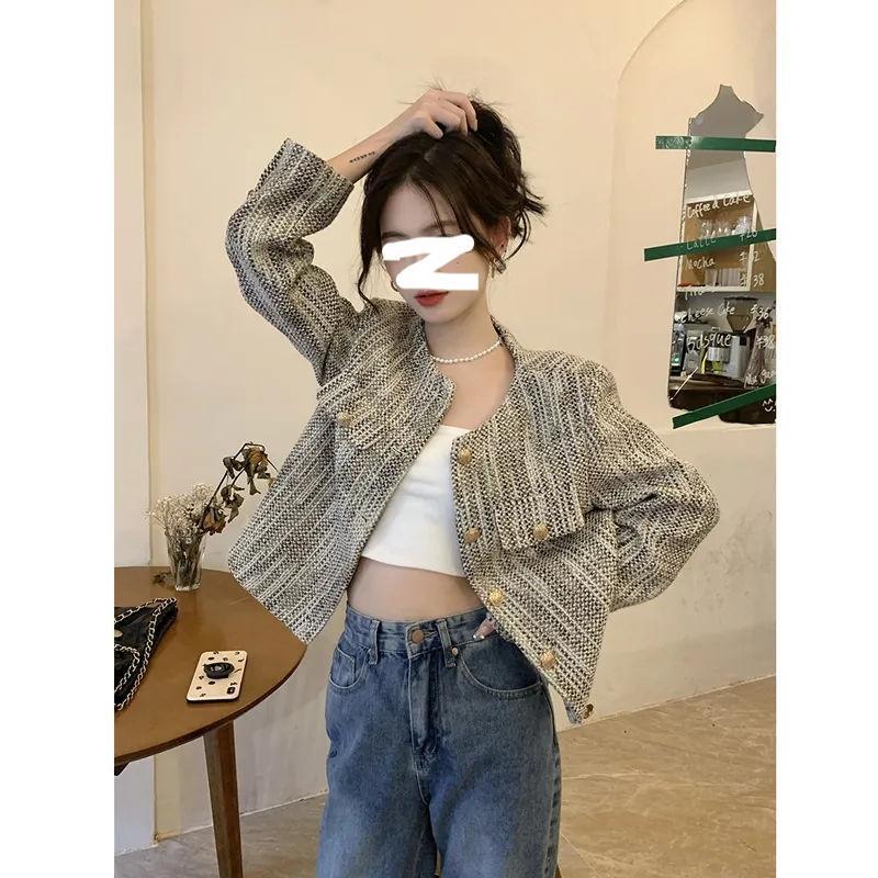 小香风短款长袖外套女装2025春秋新款高级设计感洋气开衫上衣外搭|undefined