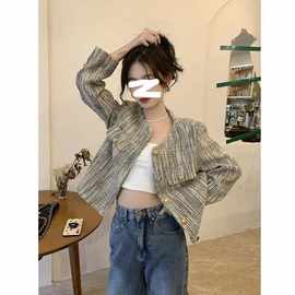 小香风短款长袖外套女装2025春秋新款高级设计感洋气开衫上衣外搭
