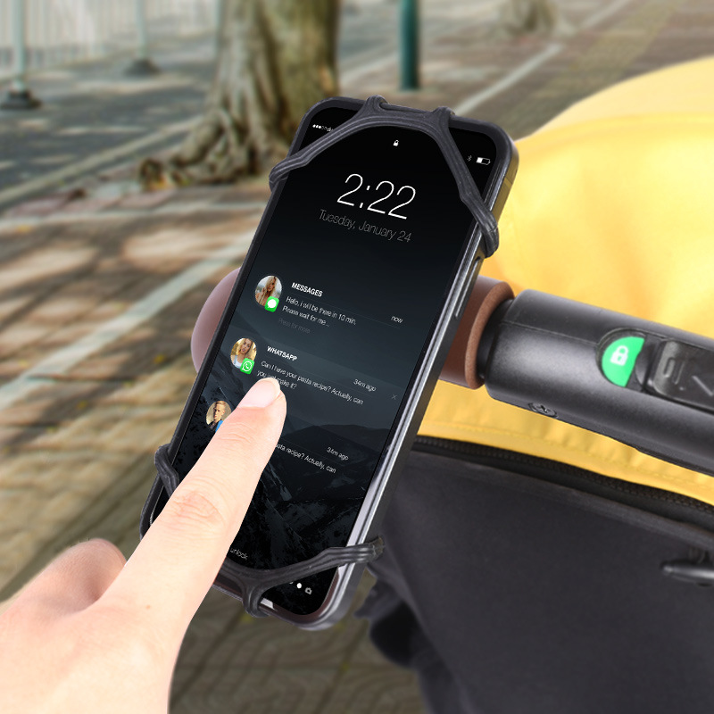 厂家批发 婴儿车手机架宝宝推车多功能硅胶导航固定支架360度旋转