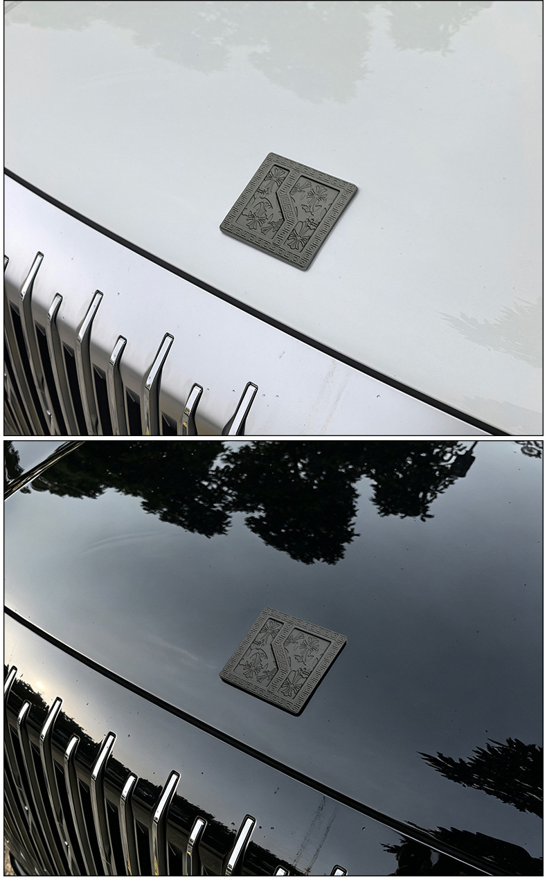 Suitable for Zeekr 9X8X front hood emblem, grille emblem, blackened personalized emblem, Chrome-style metal embossed design